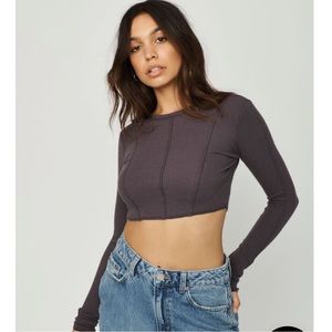 Garage exposed seams cropped long sleeve